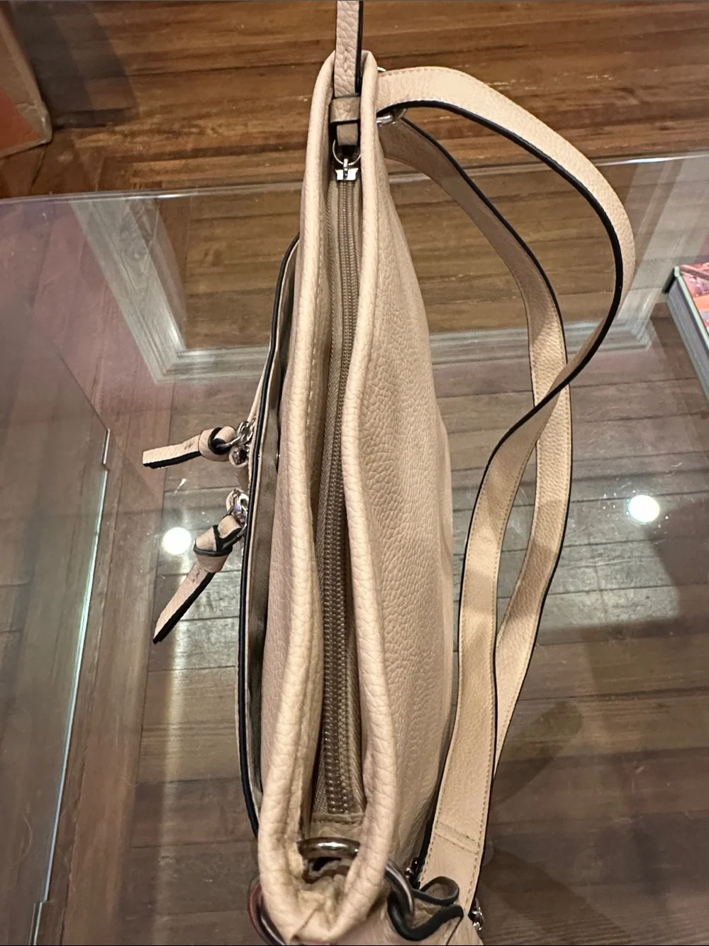 Bueno Vegan Neutral Beige Crossbody/Shoulder Bag with Front Zips
